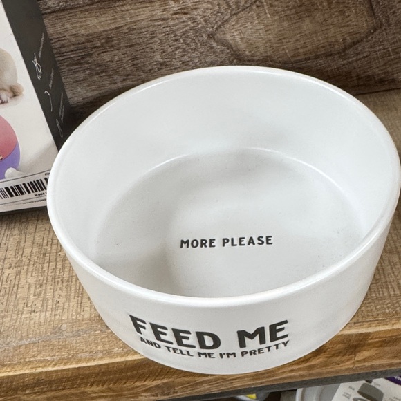 White Pet Bowl with Fun Text - Picture 1 of 4